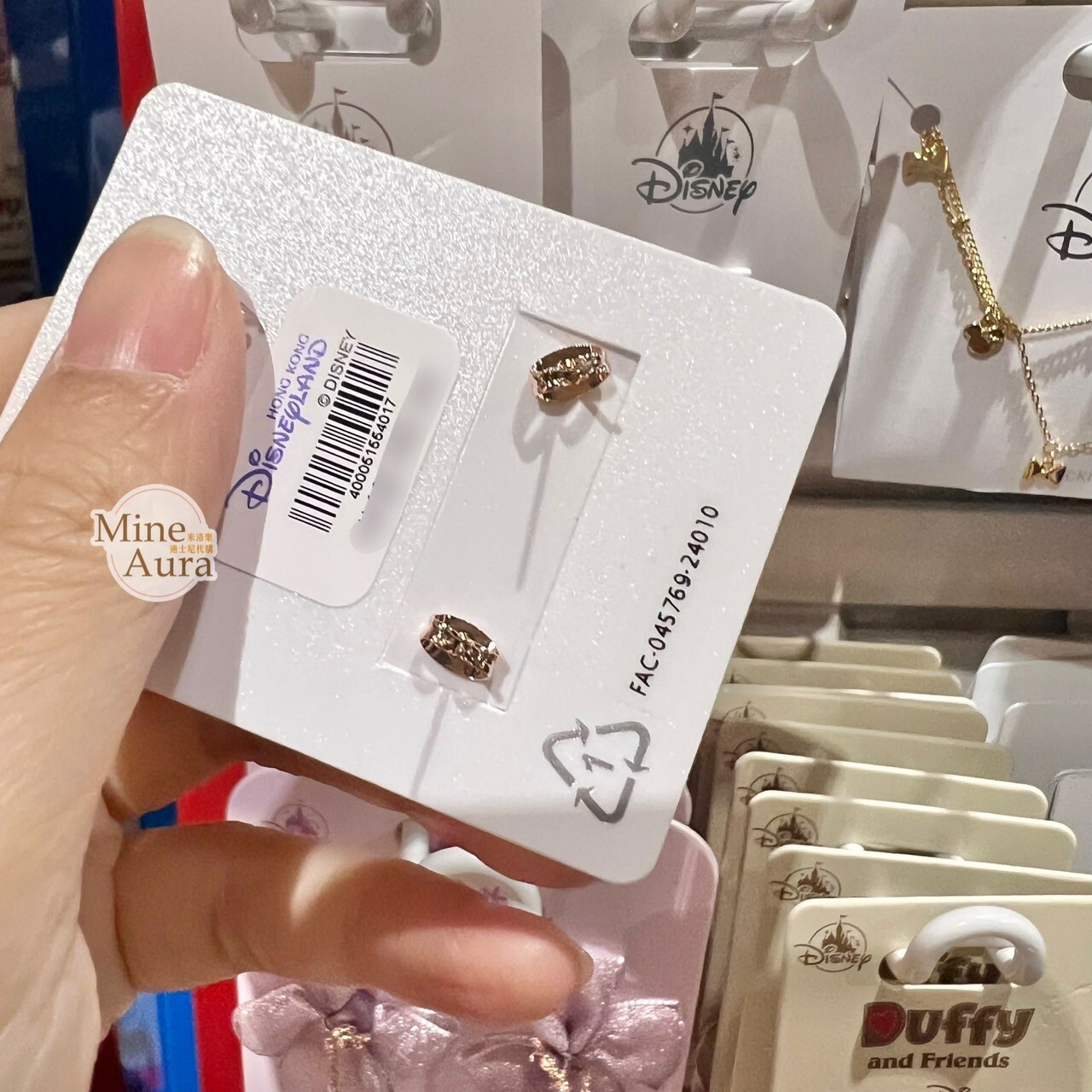 米奇 Mickey 愛心亮鑽 米奇頭 簍空 造型 耳環 首飾 -香港迪士尼樂園