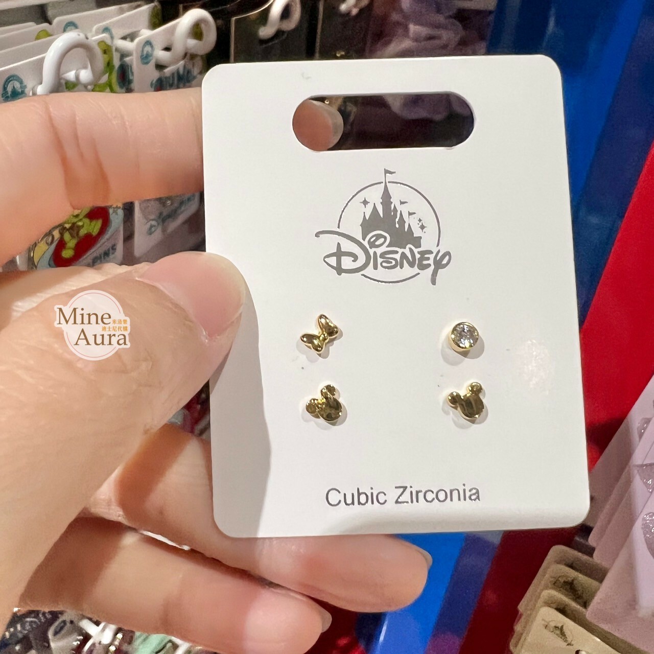 米奇 Mickey 米妮 Minnie 亮鑽 米奇頭造型 耳環 4入組 首飾 -香港迪士尼樂園