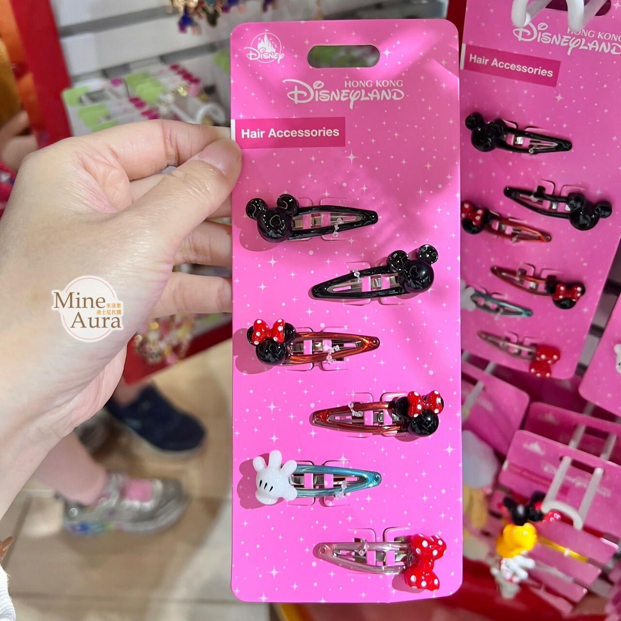 米奇 Mickey 米妮 Minnie 米奇頭 手套 蝴蝶結 造型 髮夾 髮飾 6入組 -香港迪士尼樂園