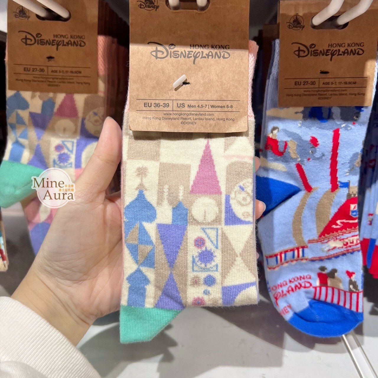 小小世界 圖案 成人襪 襪子 -香港迪士尼樂園