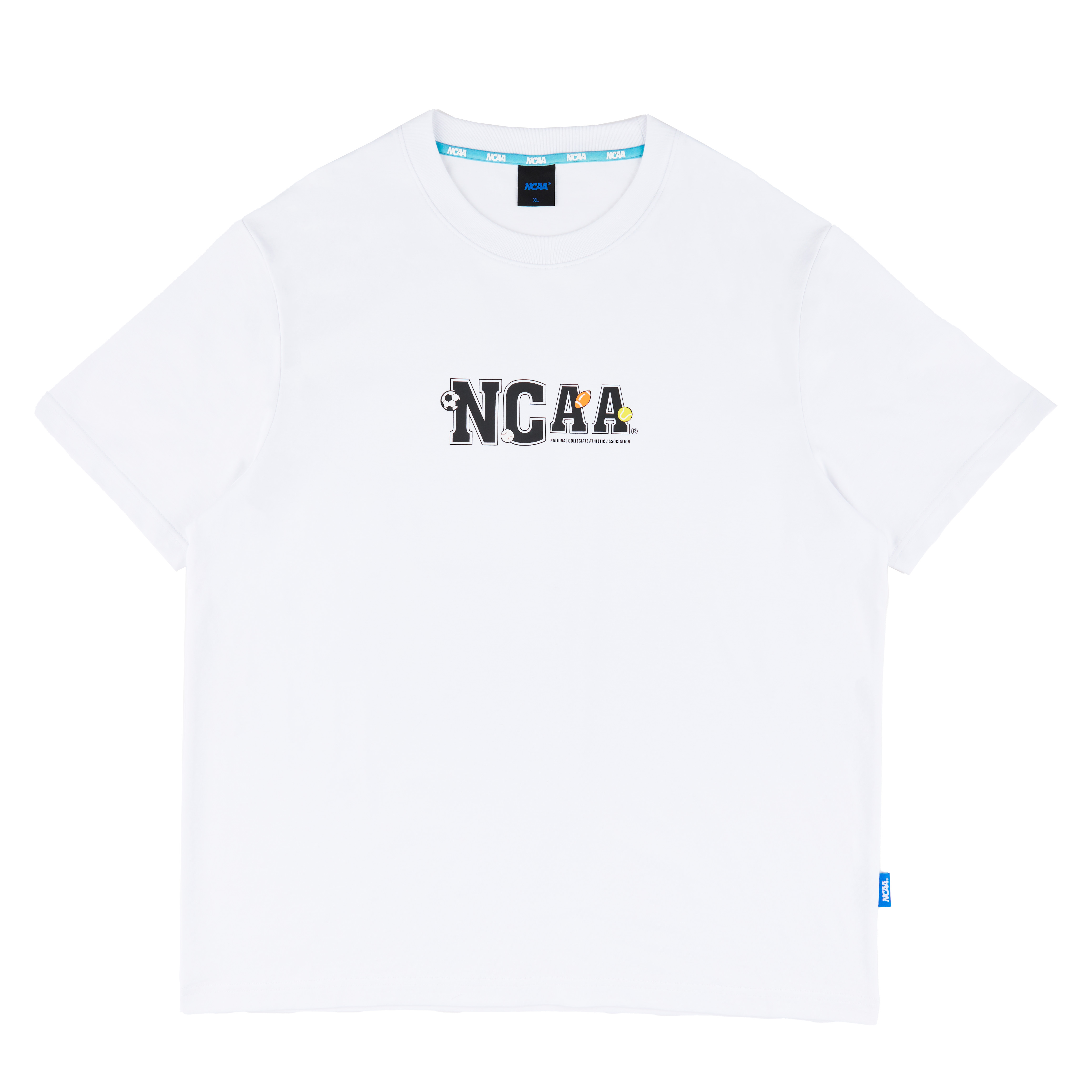 【NCAA】厚磅Logo印花上衣 - 白/淺藍