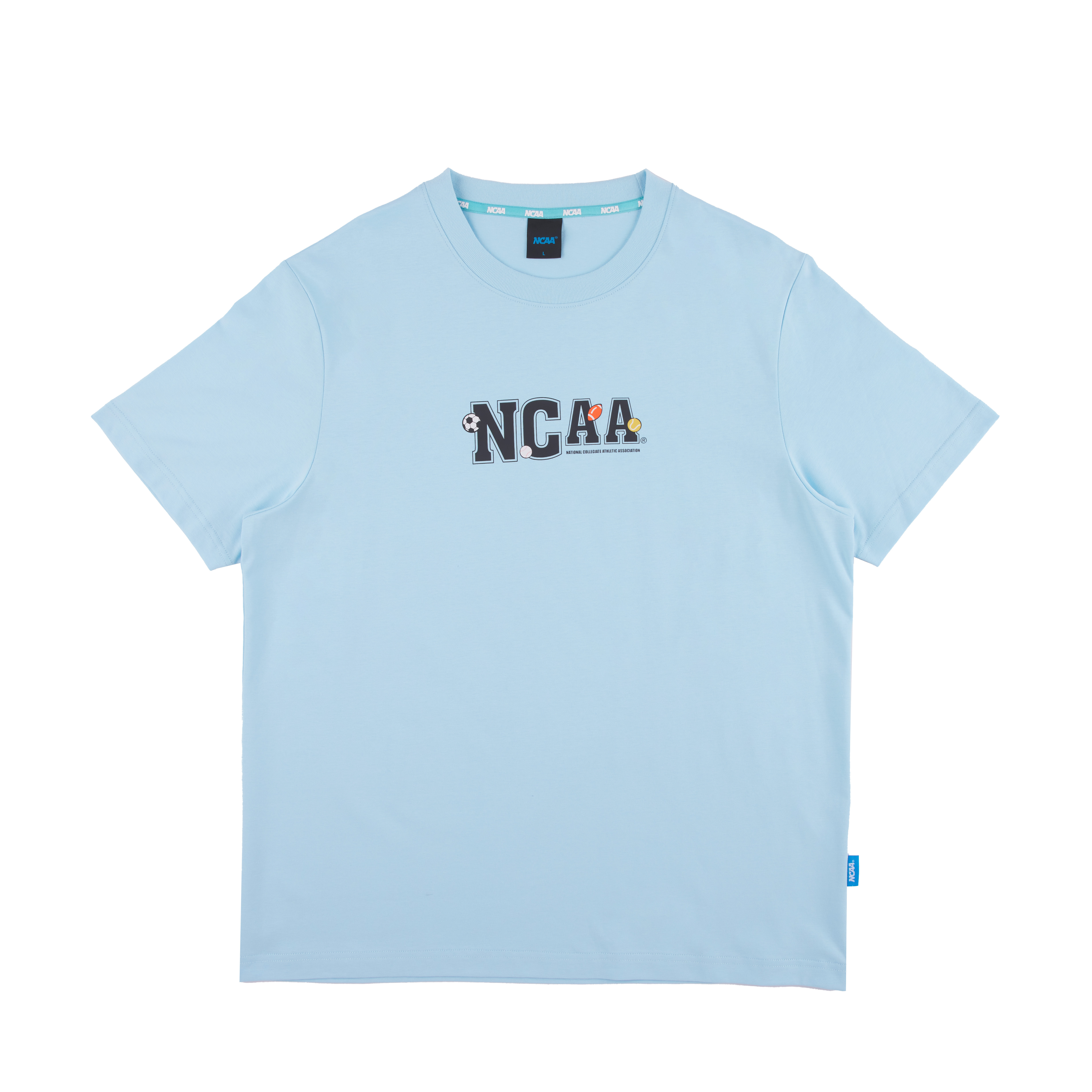 【NCAA】厚磅Logo印花上衣 - 白/淺藍