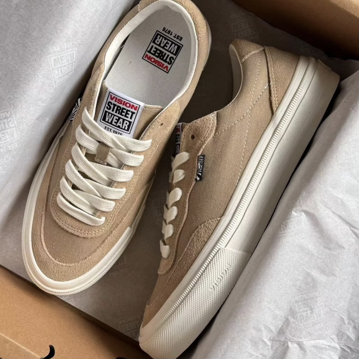 Vision Street Wear 復古 麂皮 滑板鞋 板鞋 奶茶