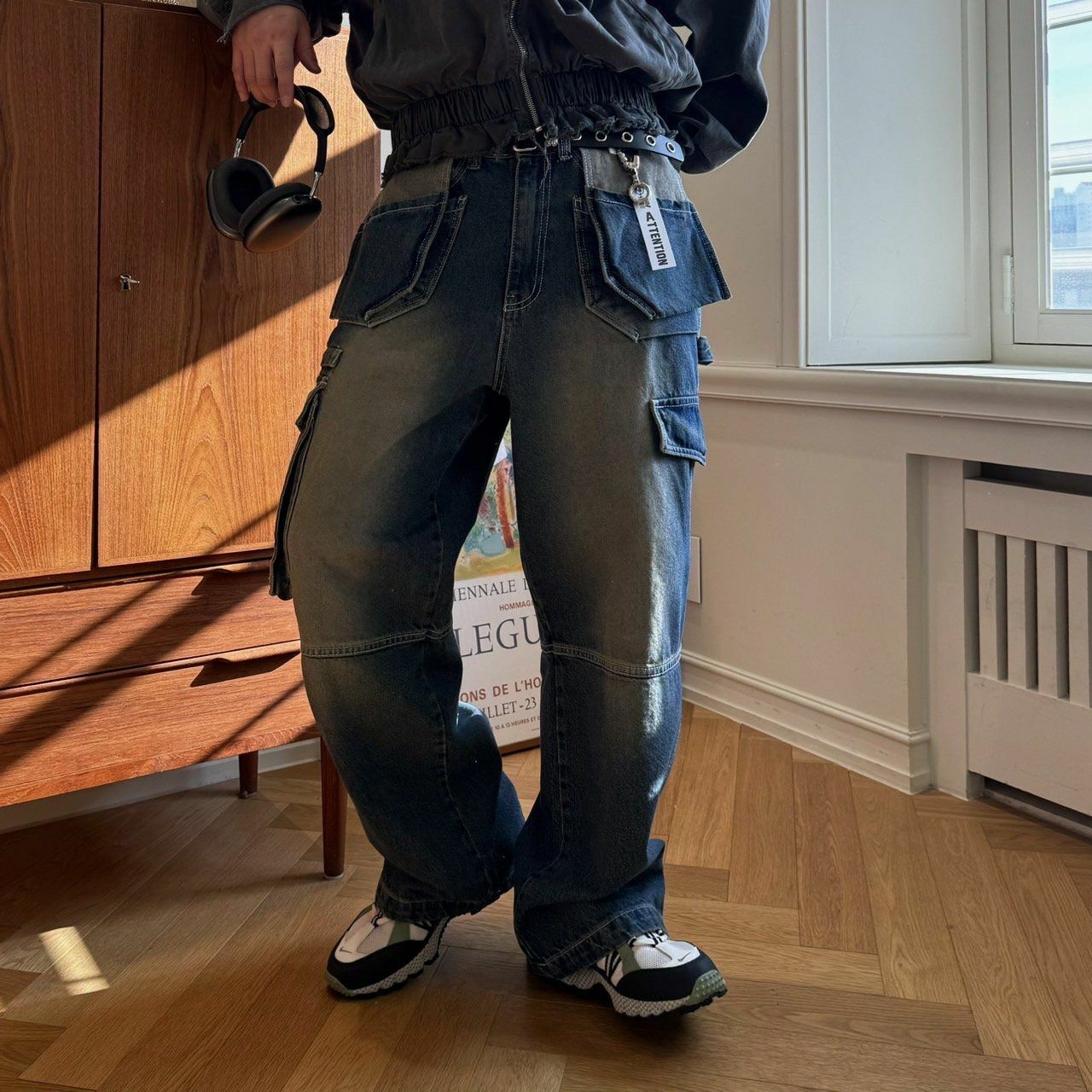 洗水工裝鬆身牛仔褲 BY ATTENTION-122J