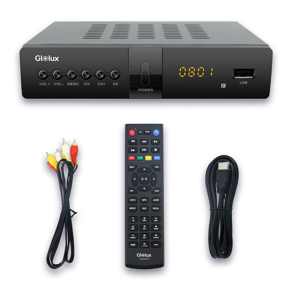 GLOLUX OCHO | Digital TV Converter Box, ATSC Digital Converter Box with TV Tuner, TV Recording, USB Multimedia Function, HDMI Output (250STB)