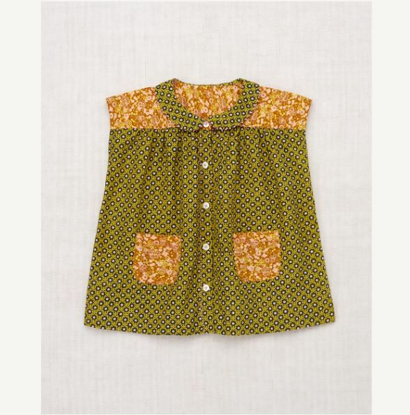 Misha & Puff  拼接圖紋無袖上衣 Nanna Tunic - Pistachio Flower Dot