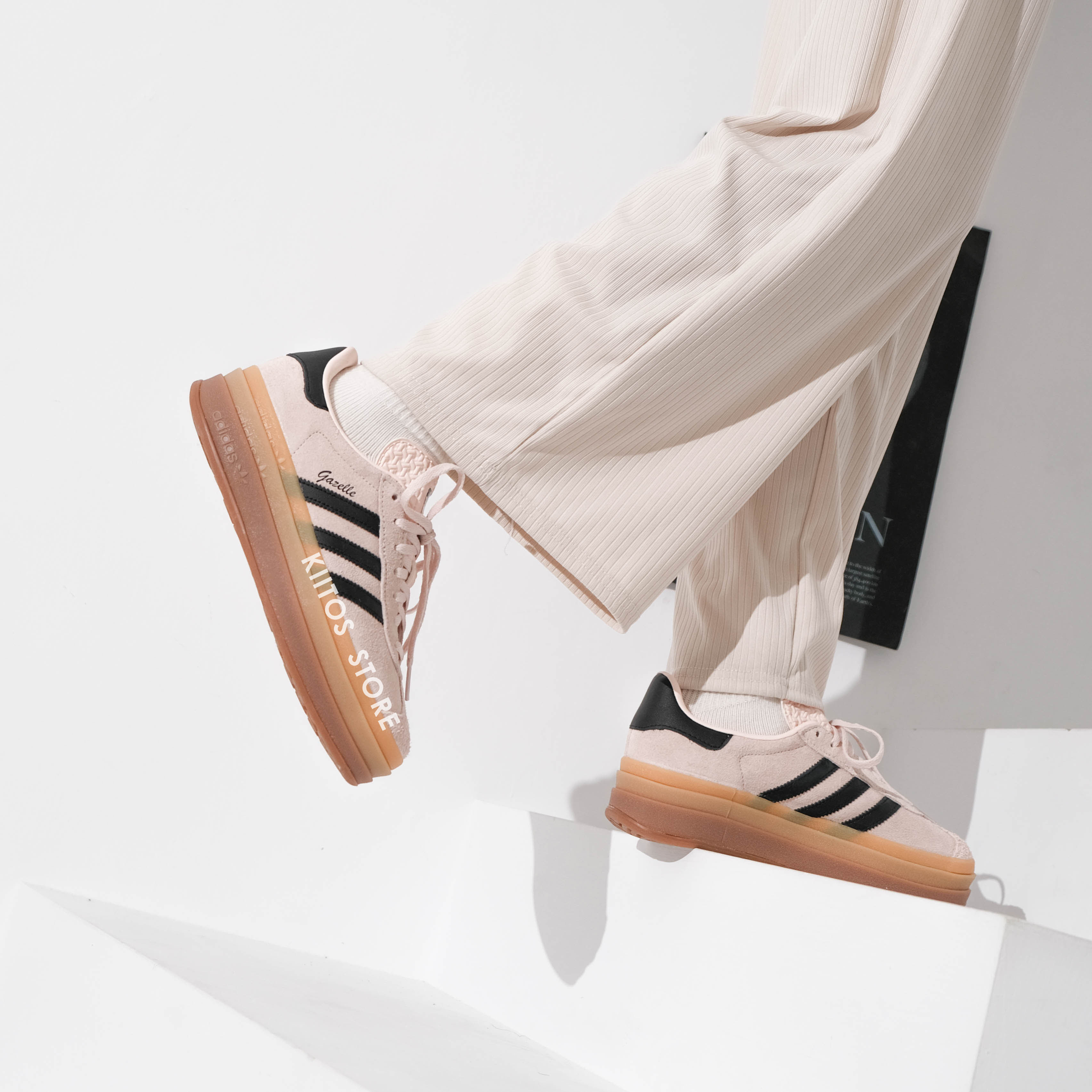 Adidas Originals Gazelle Bold 厚底霧粉黑草寫字體 IE0429
