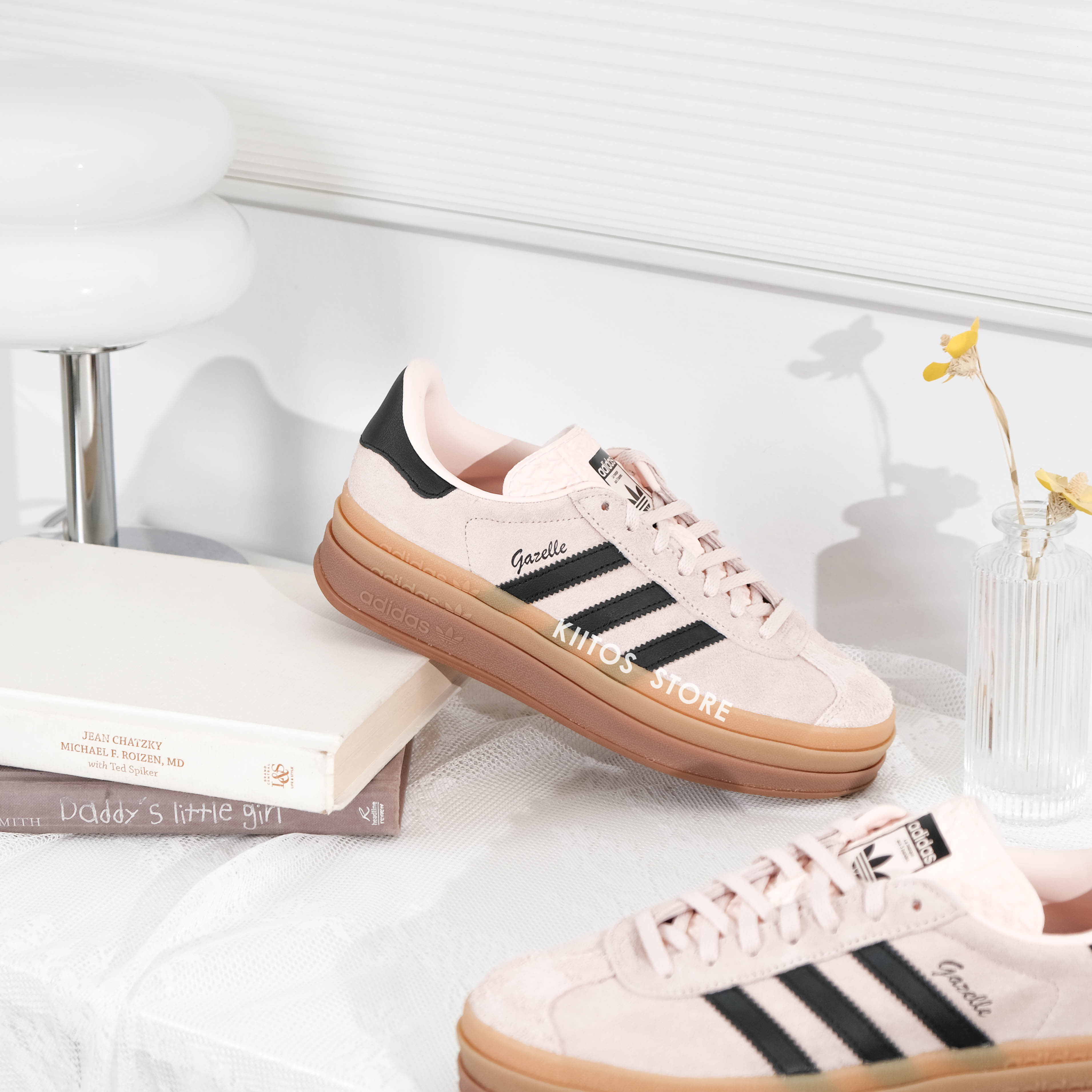 Adidas Originals Gazelle Bold 厚底霧粉黑草寫字體 IE0429