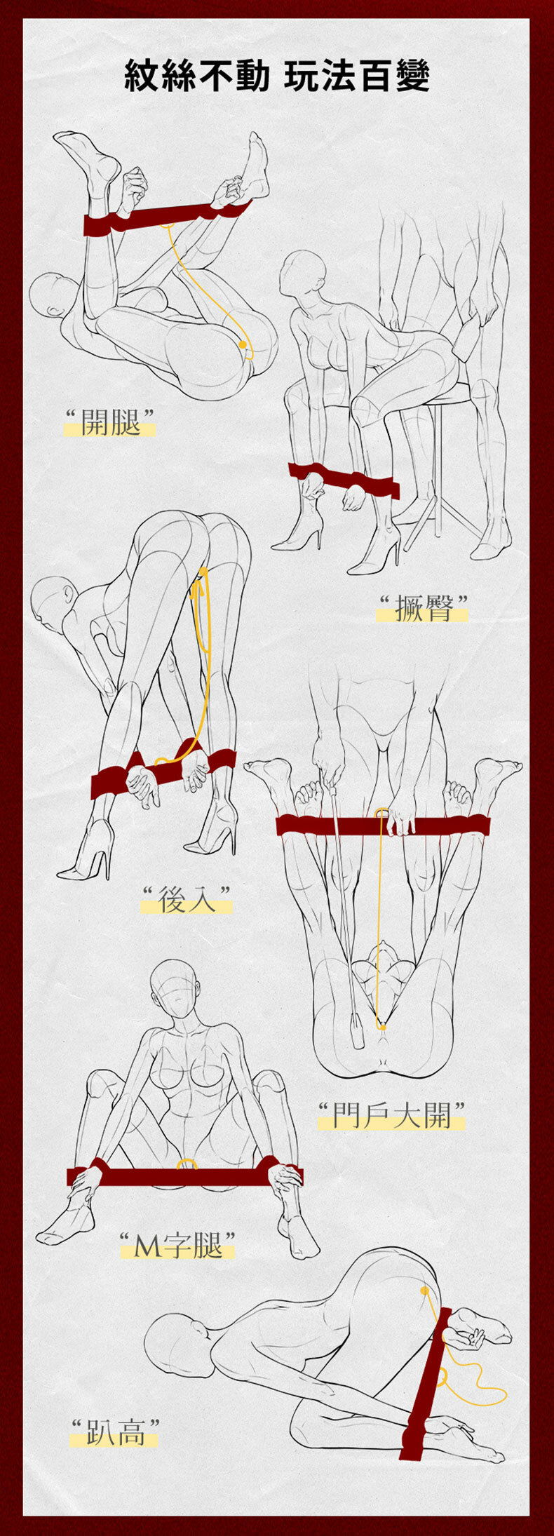 一字手腳撐桿組 含拉珠+陰蒂夾