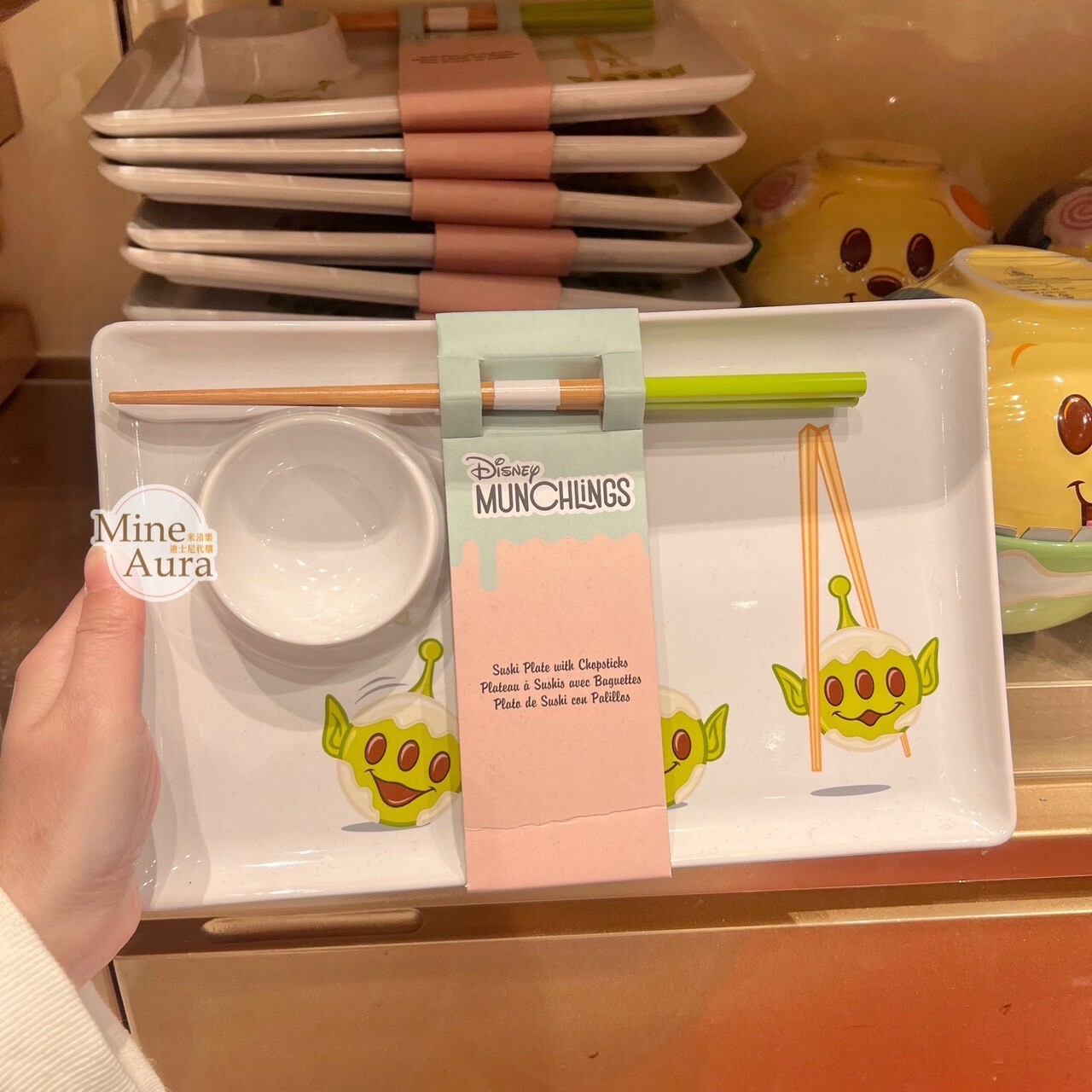 MUNCHLINGS 系列 三眼怪 Alien 陶瓷 碗+筷子+餐盤 3入組 玩具總動員 Toy Story -香港迪士尼樂園