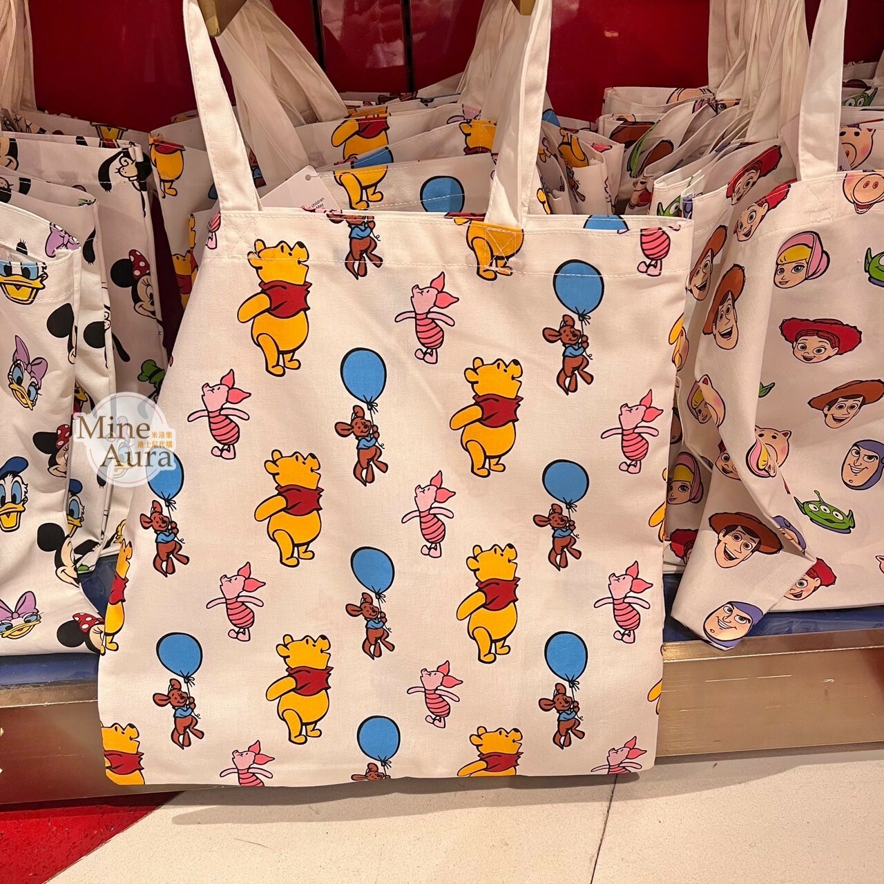 小熊維尼 Winnie the Pooh 小豬 皮傑 piglet 圖案 手提 肩背 帆布袋 帆布包 -香港迪士尼樂園