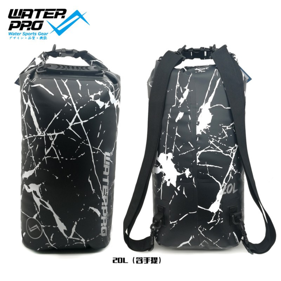 Water Pro- 防水袋大理石紋 大理石黑 20L
