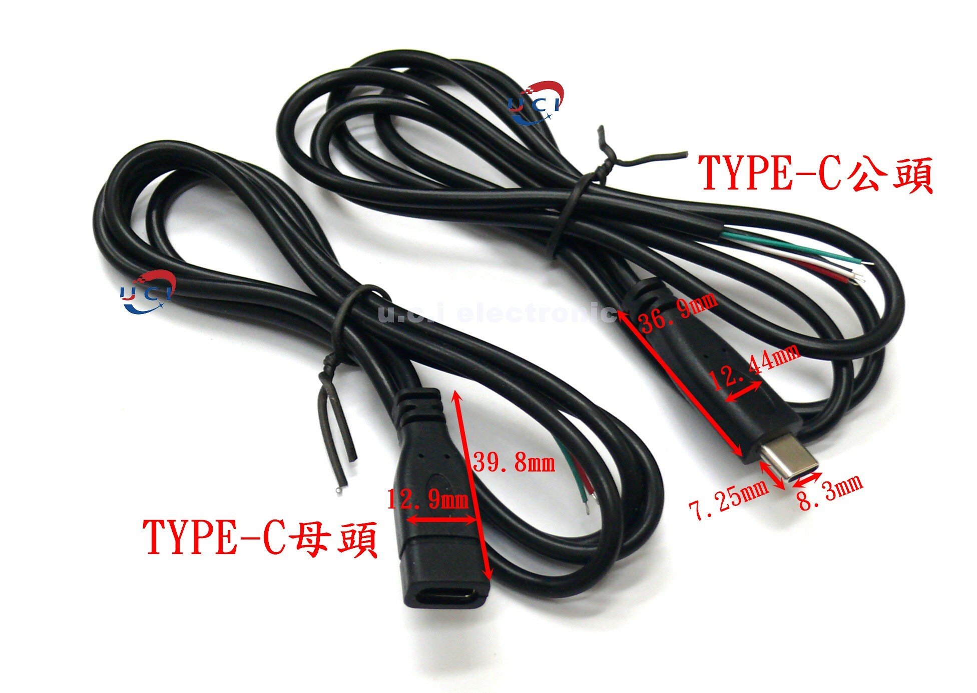 【UCI電子】 (J-5) TYPE-C公頭線 母頭線 TYPE-C 2.0數據線 TYPEC單頭線 線長1米