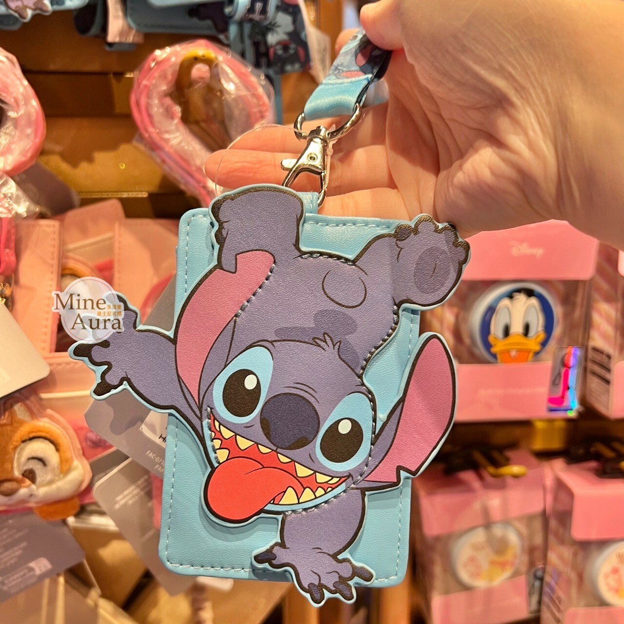 史迪奇 Stitch 吐舌圖案 造型 票卡夾 掛繩 星際寶貝 Lilo & Stitch -香港迪士尼樂園