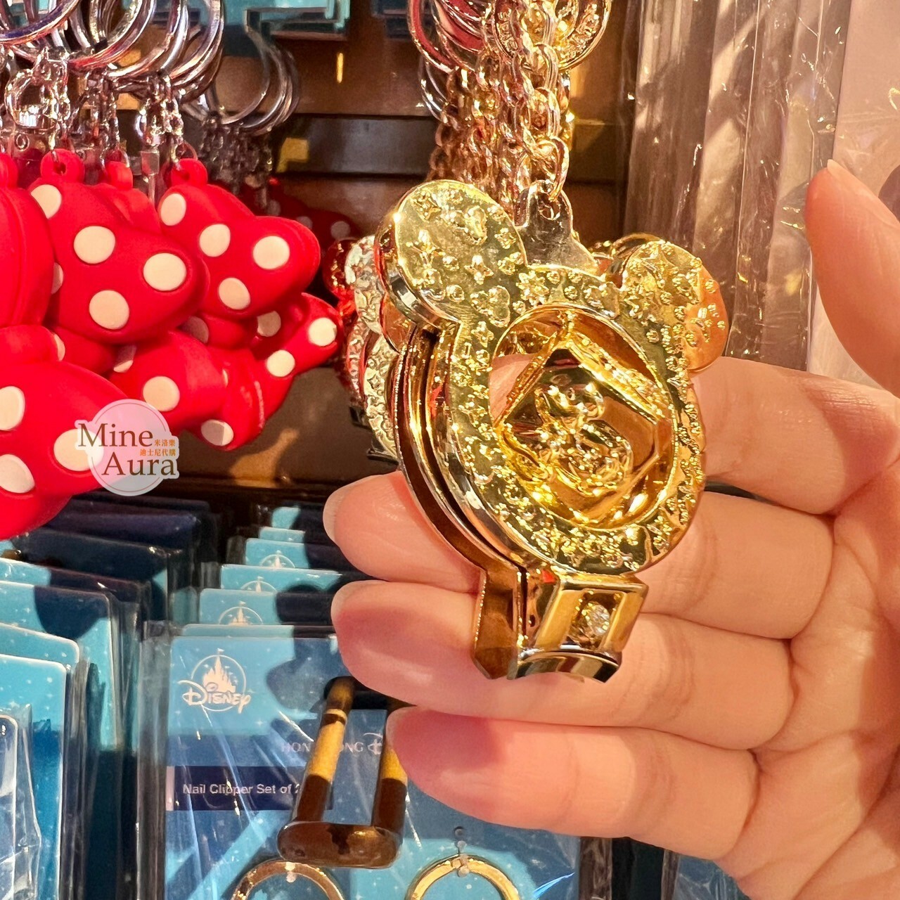 米奇 Mickey 金色米奇頭 造型 隨身指甲剪 鑰匙圈 吊飾 -香港迪士尼樂園