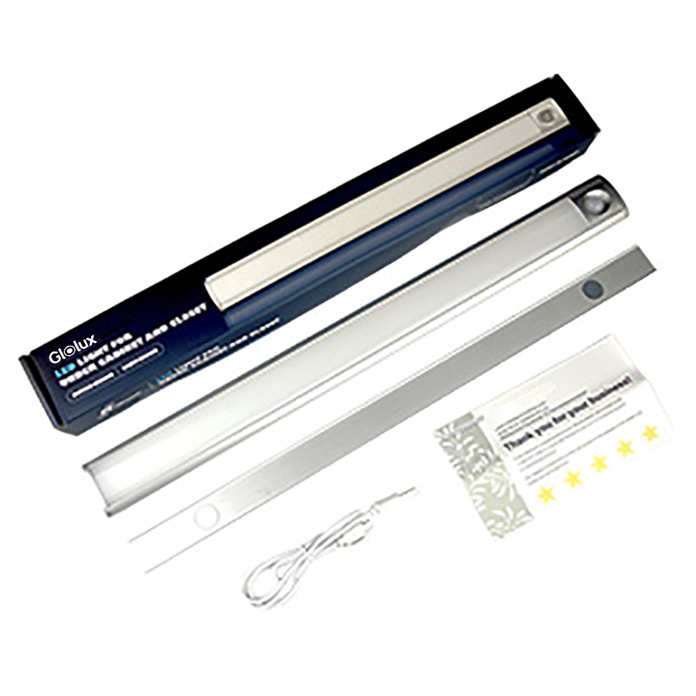 Motion Sensor LED Light for Under Cabinet Closet Kitchen Wardrobe 6500K Battery Powered Long 17 inch Length Aluminum Body (MLG-1042CL)