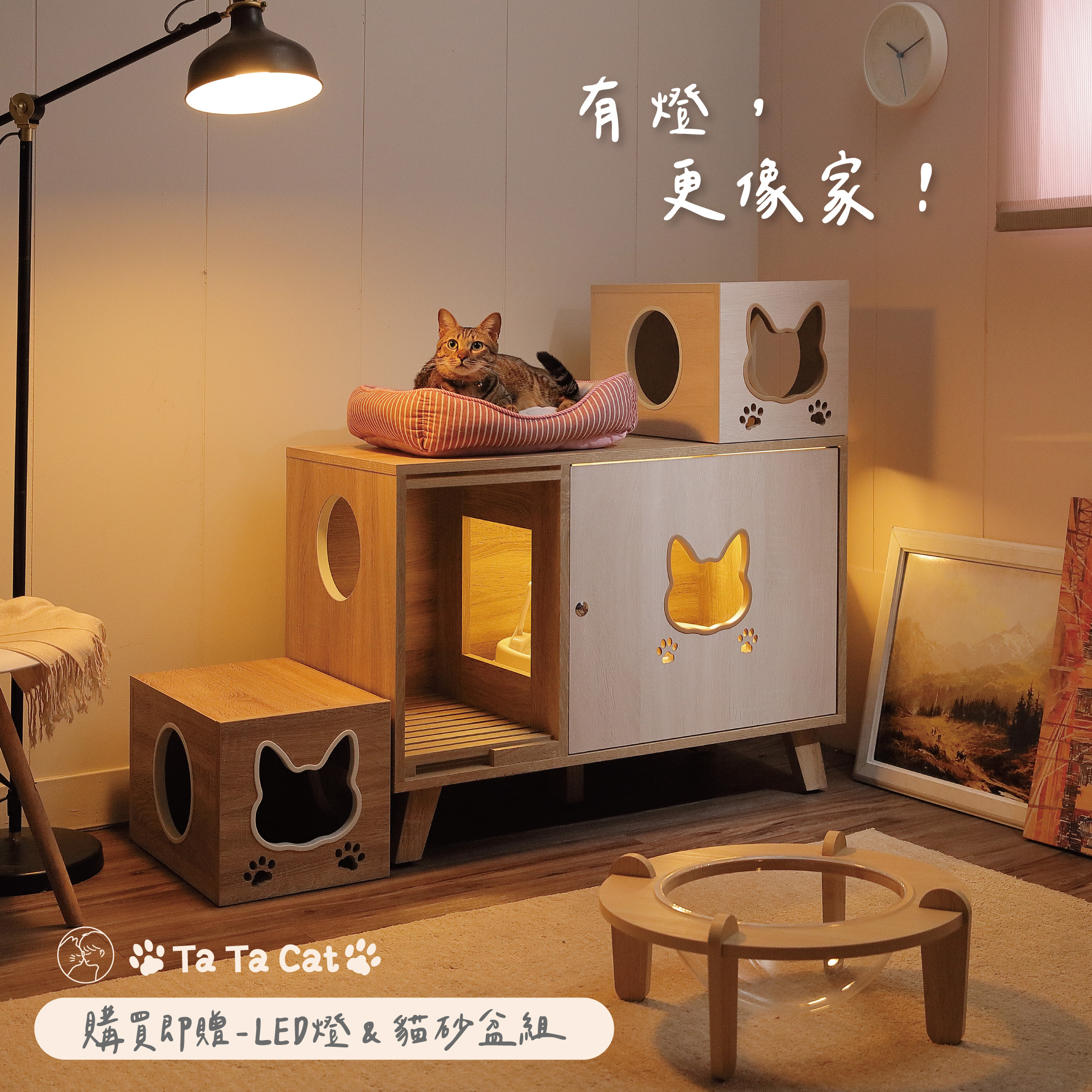 胖胖貓砂櫃小階梯組