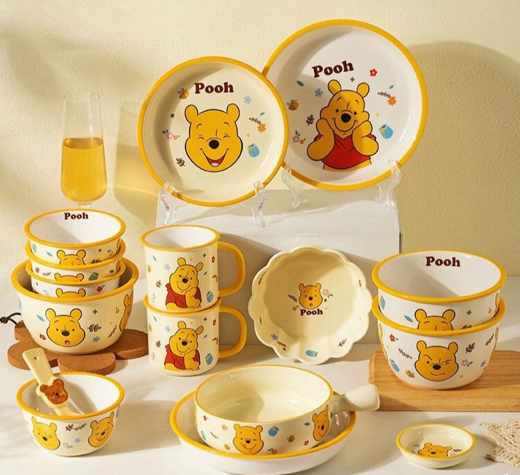 【預購】迪士尼授權 維尼熊陶瓷 餐盤 碟子飯碗馬克杯 組合