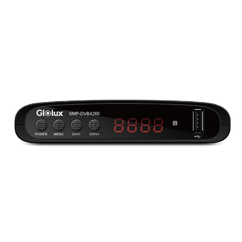 GLOLUX OCHO | DVB-T/DVB-T2 Digital Converter Box/ with TV Tuner, TV Recording/USB Multimedia Function/HDMI Output (DVB4260)