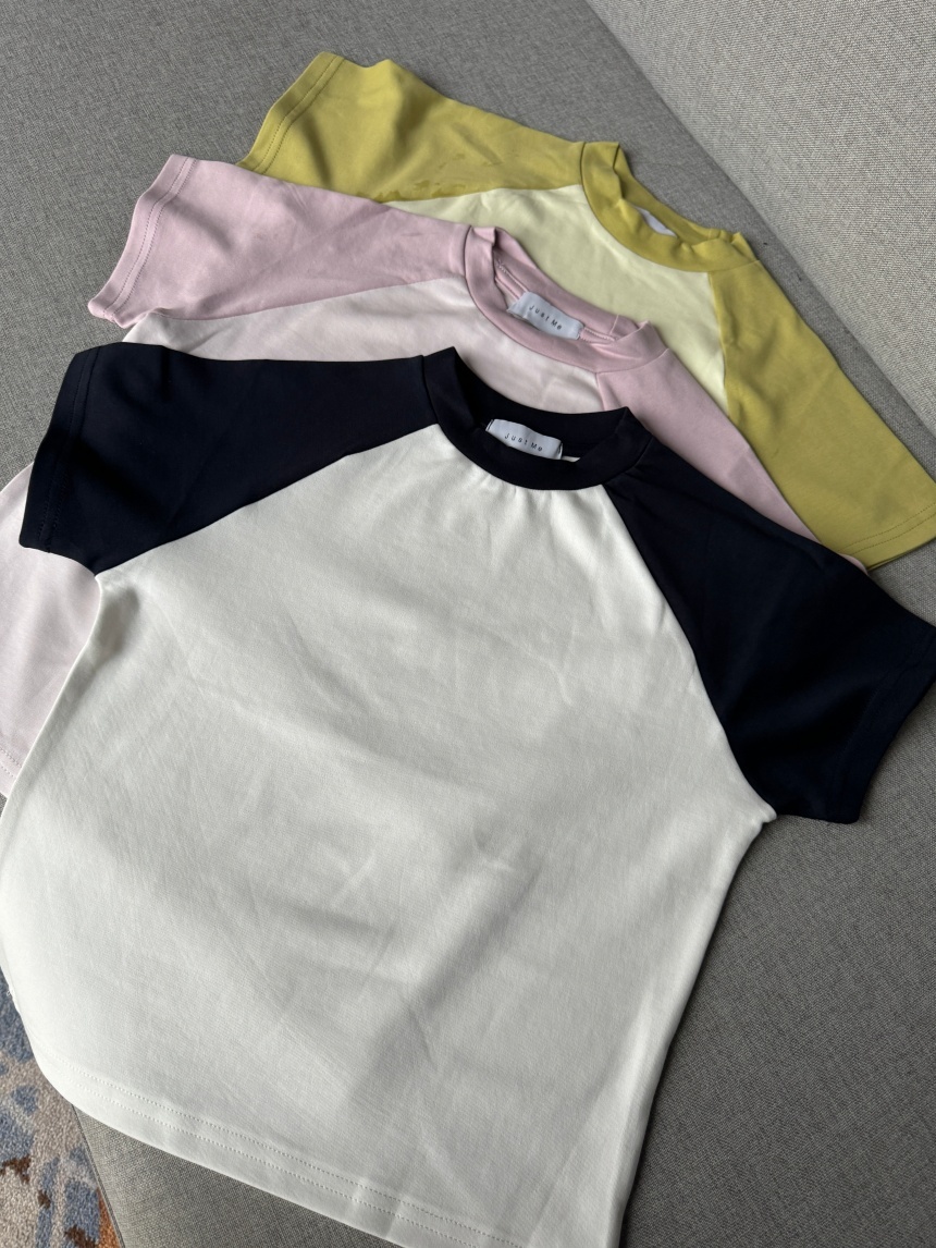 Mar.廣州連線 | 拼接撞色合身上衣*3色∣