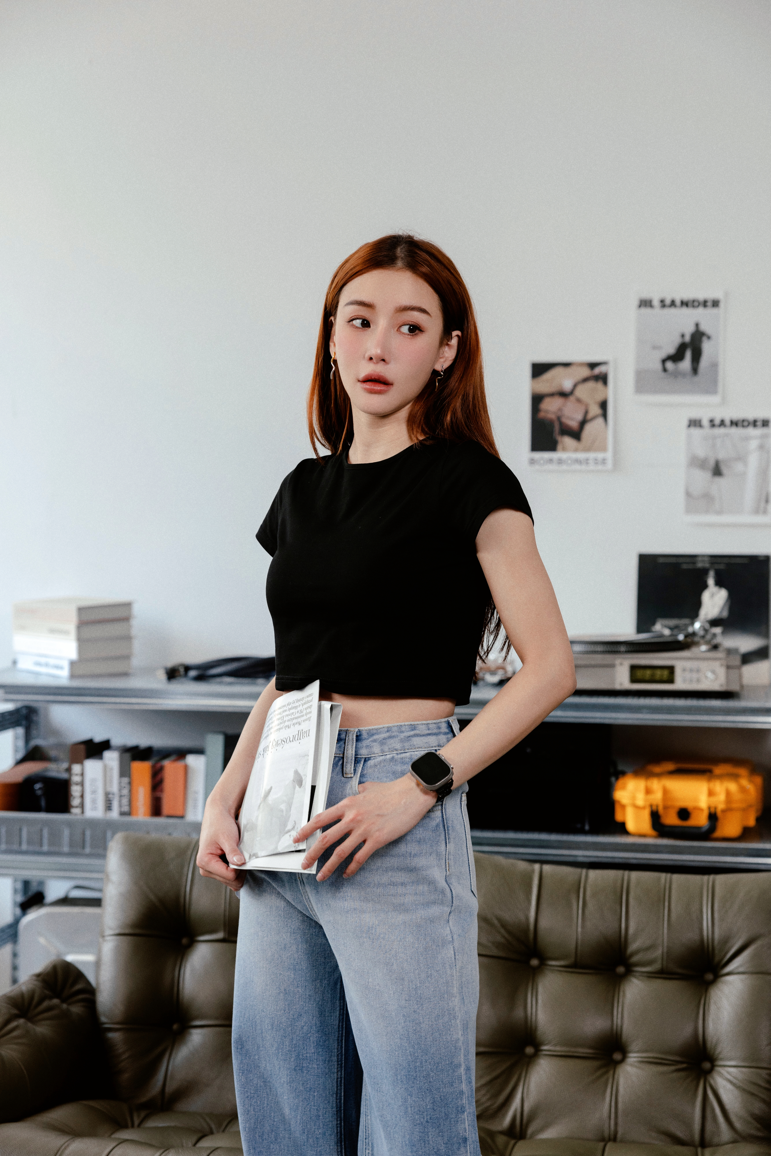 圓領合身短版上衣（黑色/3尺寸）