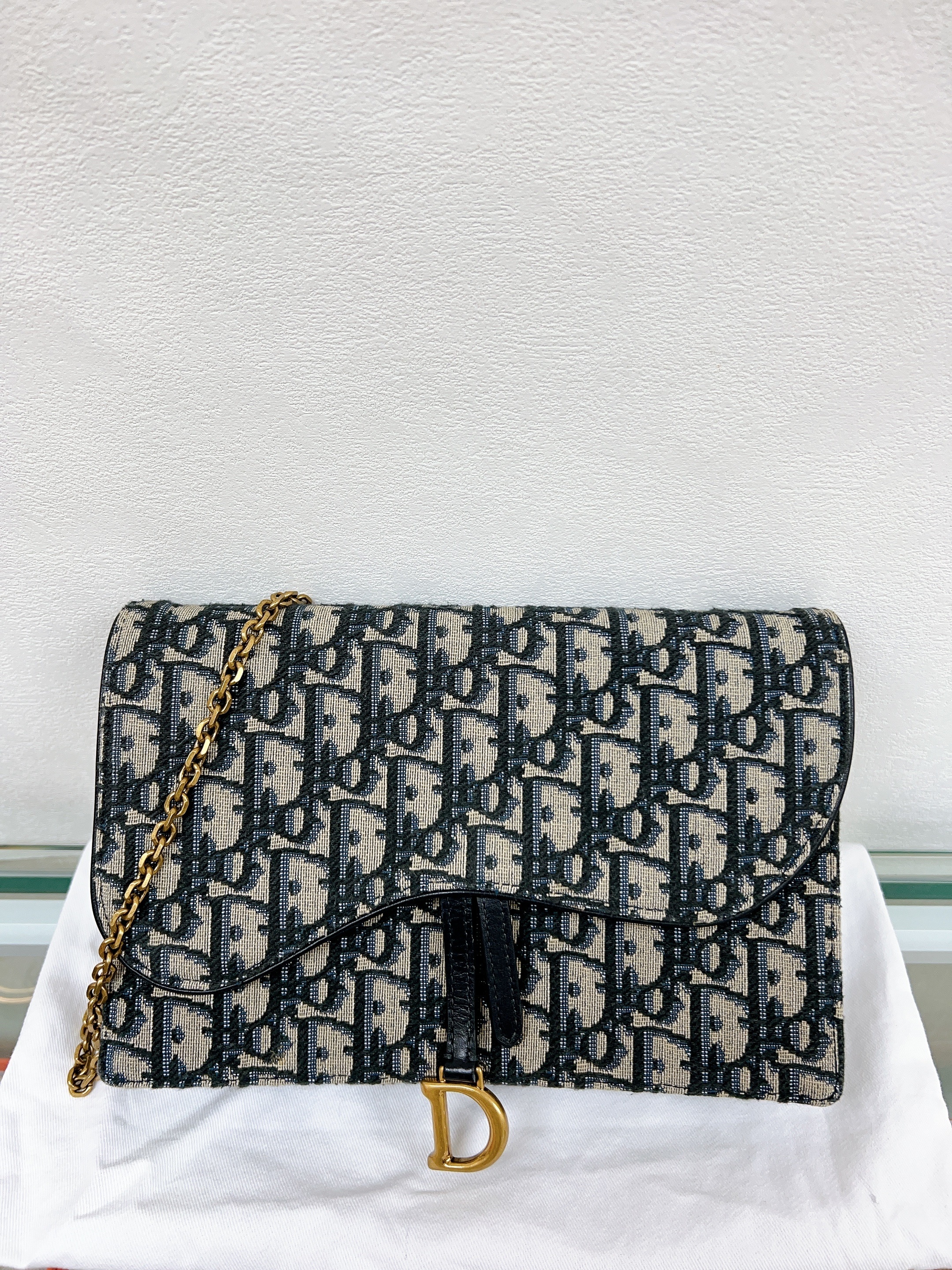 Dior saddle pouch / woc (blue oblique)