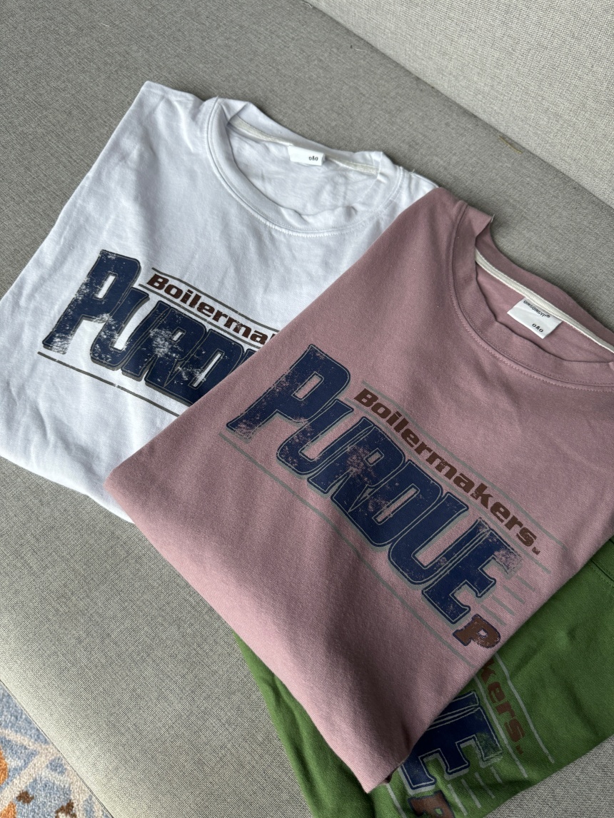 Mar.廣州連線 | PURDUE字母美式復古寬版大T*4色∣