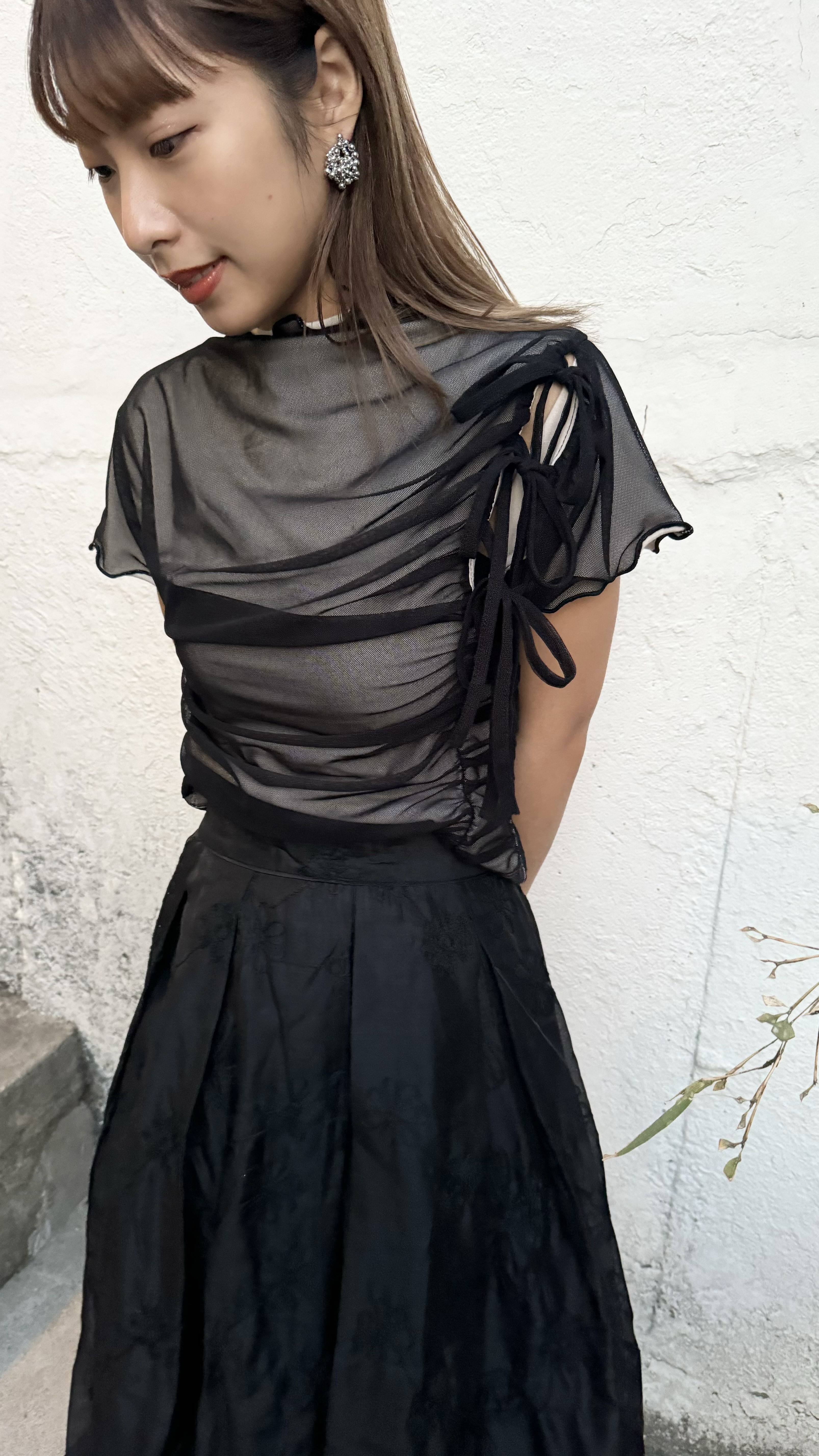 自留！小花邊連底紗紗BOW TOP