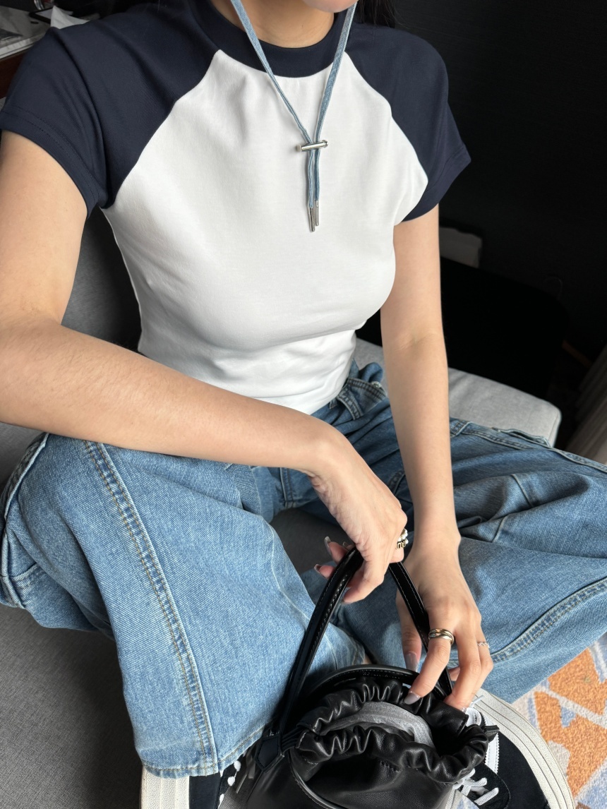 Mar.廣州連線 | 拼接撞色合身上衣*3色∣