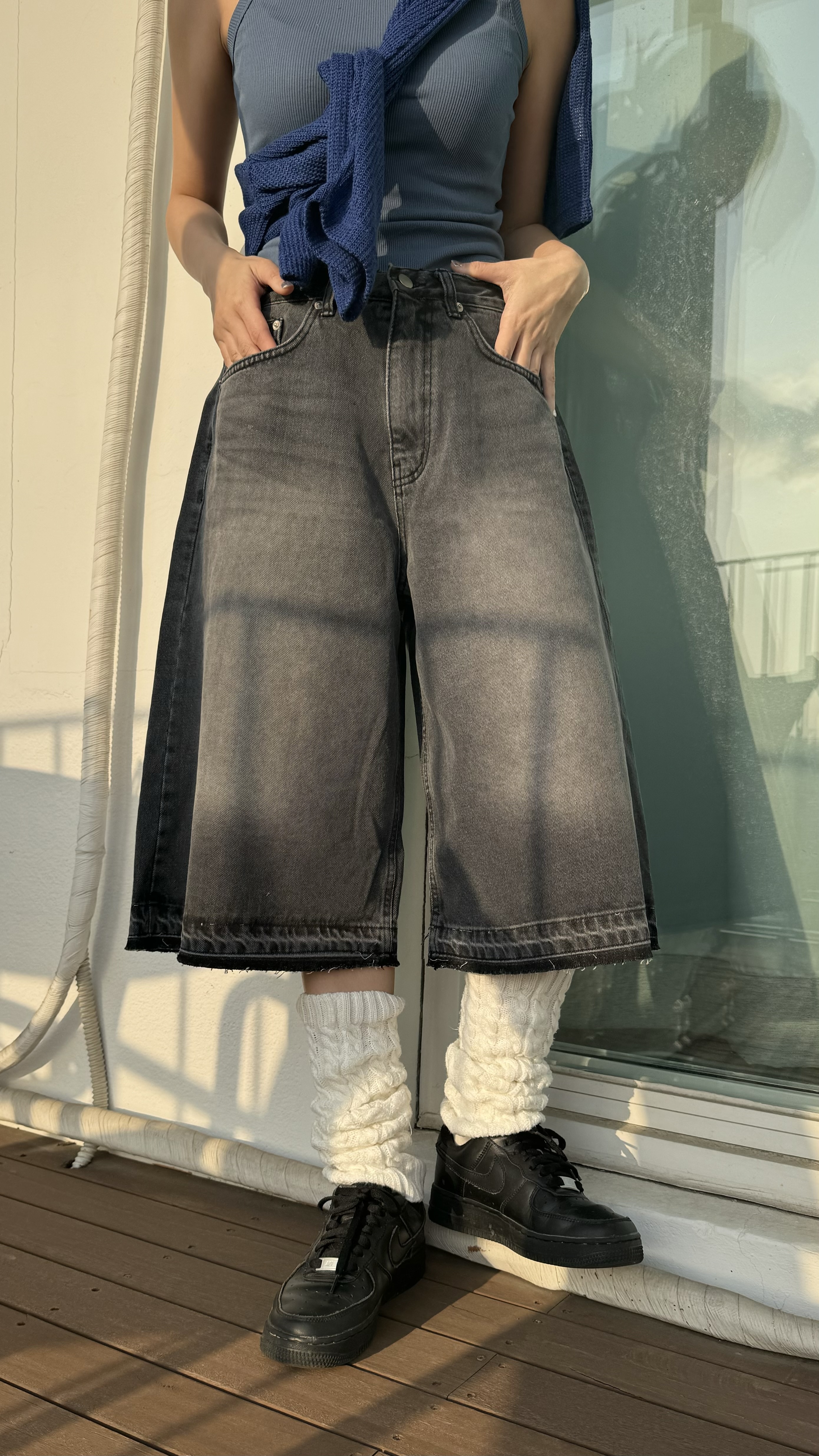 洗水男生感中長寛褲！