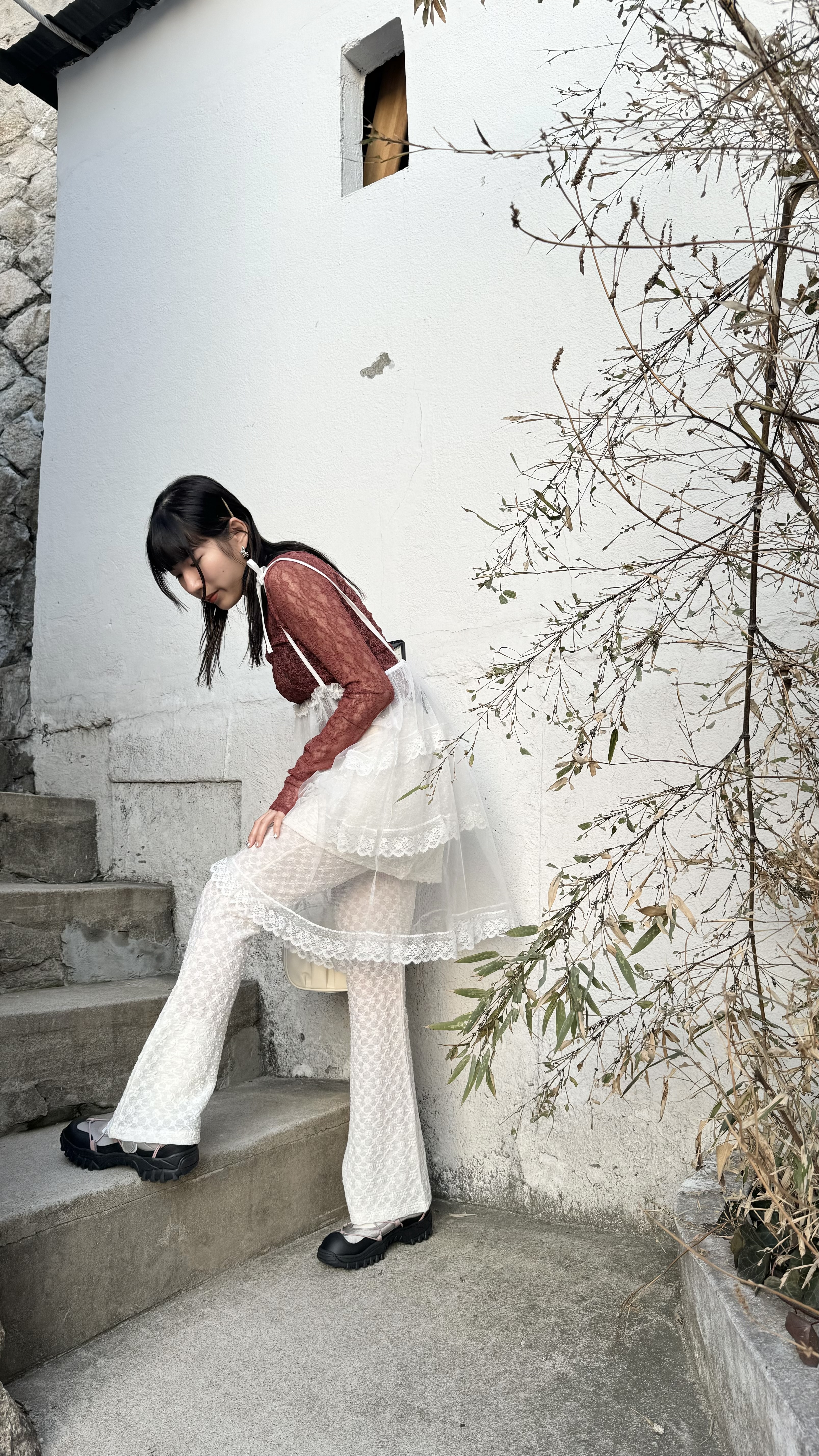 巨推！2WAYS LACE紗紗三層式外搭（WHITE）