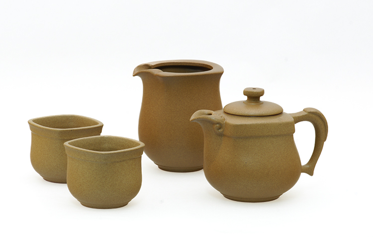 鹿港窯禮品館│紫砂陶-如意茶具組-黃泥 禮盒