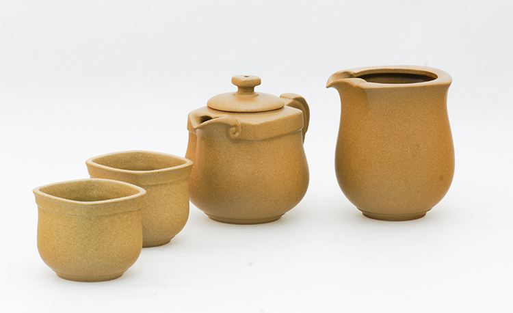 鹿港窯禮品館│紫砂陶-如意茶具組-黃泥 禮盒