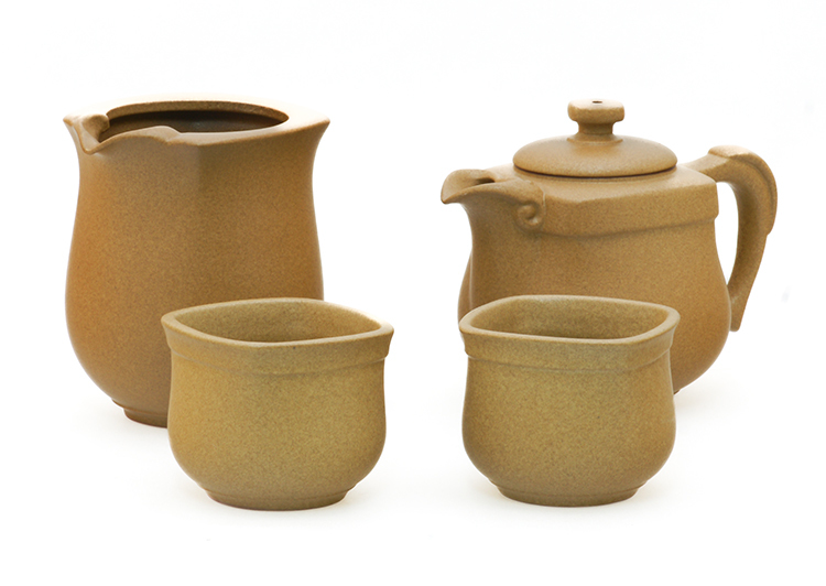 鹿港窯禮品館│紫砂陶-如意茶具組-黃泥 禮盒