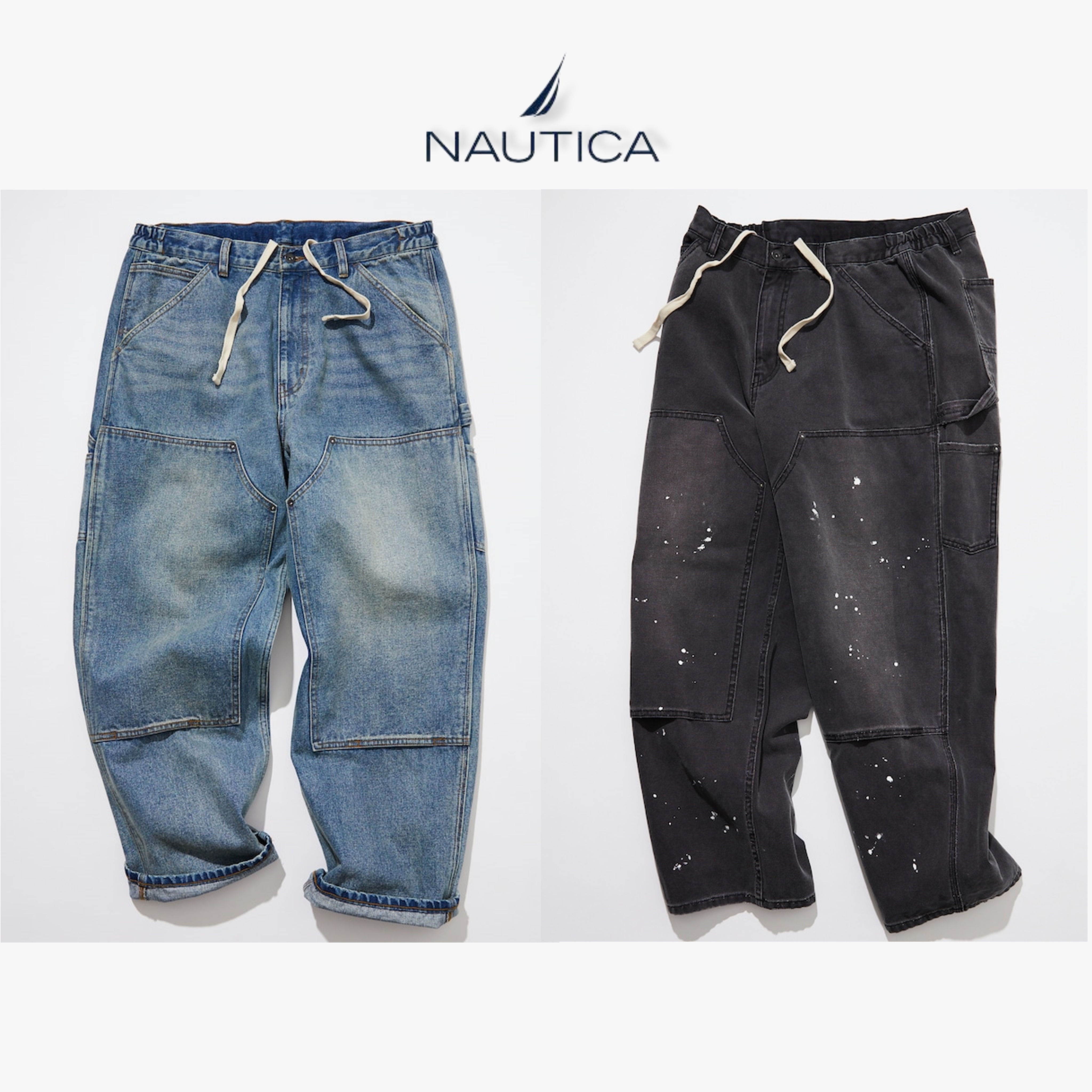 2024SS NAUTICA Crushed Double Knee Duck Pants 牛仔褲 丹寧 水洗 工作褲 潑漆 現貨