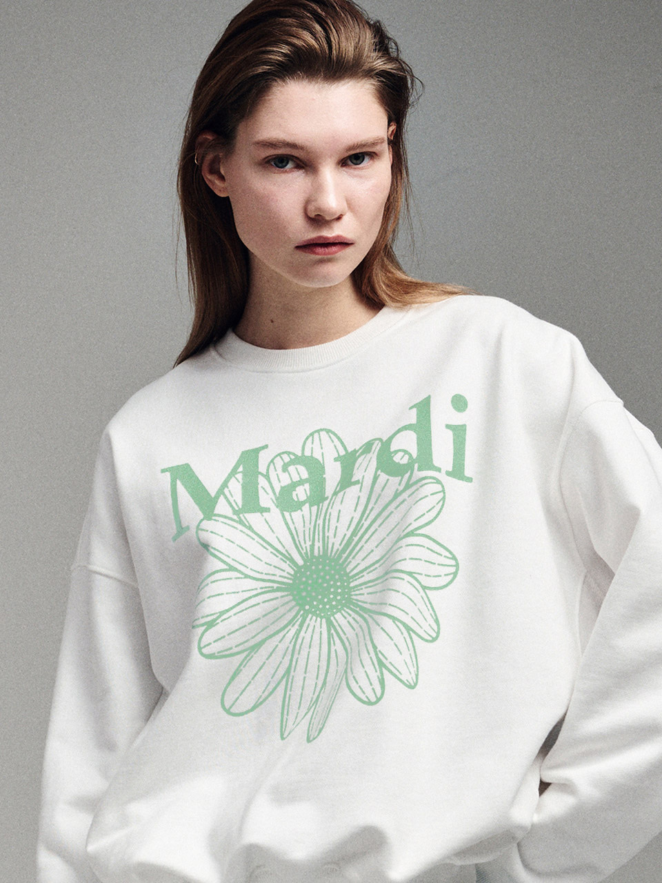 MARDI MERCREDI -  SWEATSHIRT FLOWERMARDI (WHITE MINT)