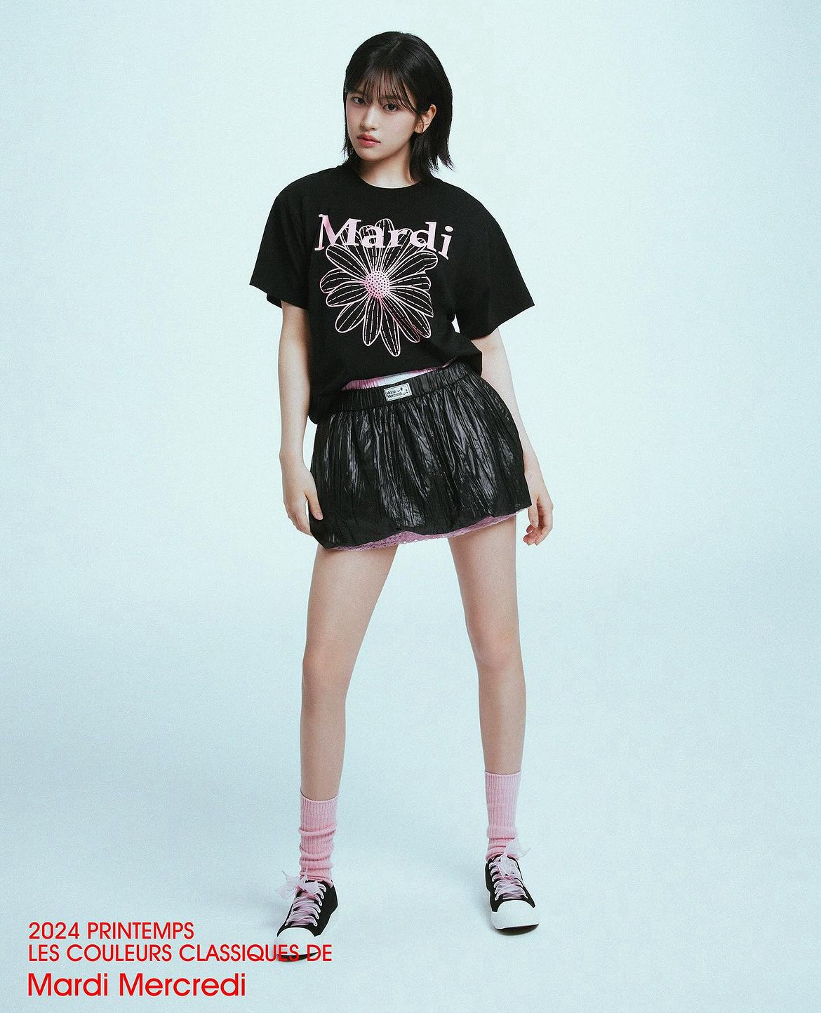 MARDI MERCREDI - TSHIRT FLOWERMARDI (BLACK PINK)