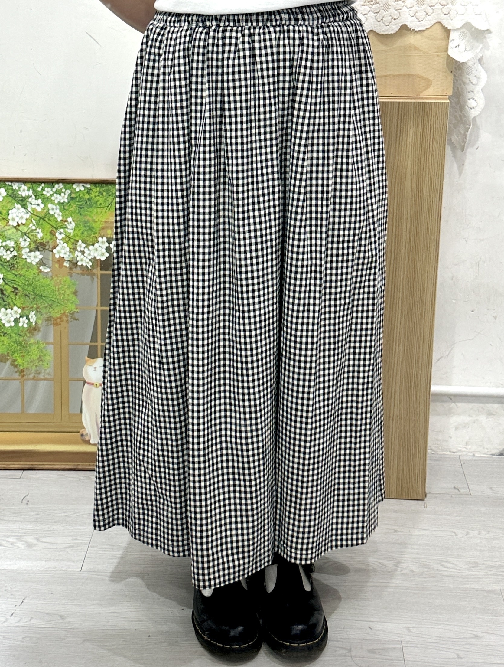 日系～全橡筋格仔半身裙