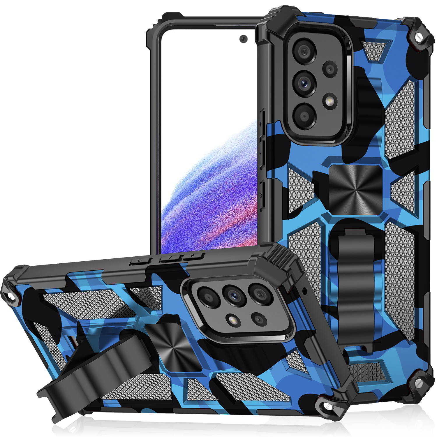 XPRO - Kick Stand Shield - Samsung A55 A35 Case 迷彩高度防撞隱藏支架磁吸手機保護殼 A16