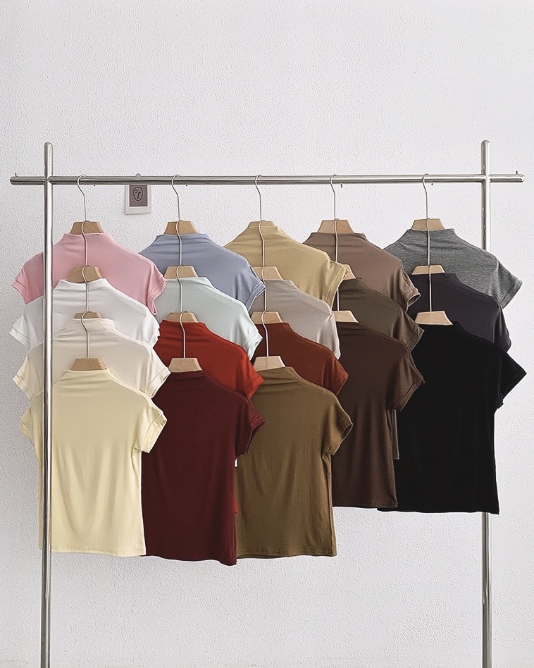 P7519 -  Turtle Neck Plain Top (Pre Order)
