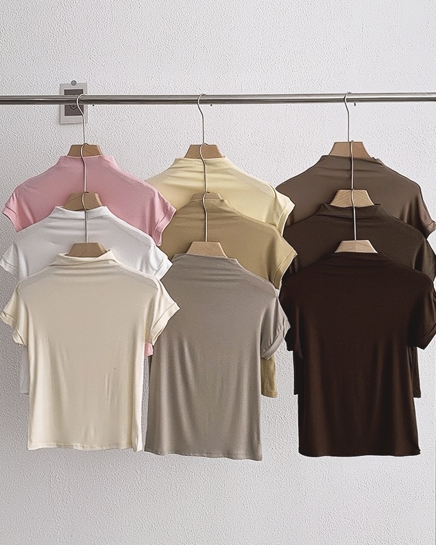 P7519 -  Turtle Neck Plain Top (Pre Order)