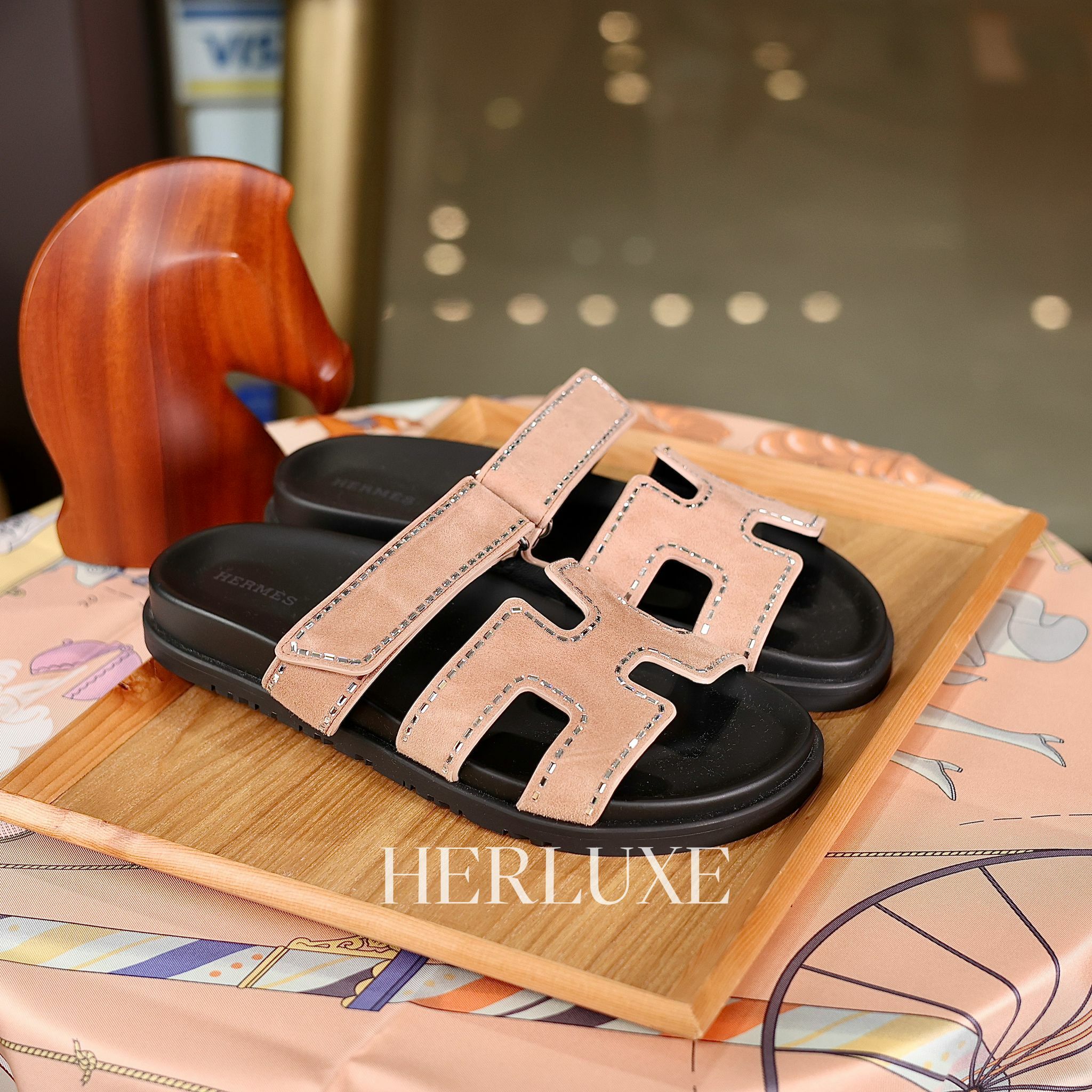 Chypre sandal rose perle 有鑽 size 38