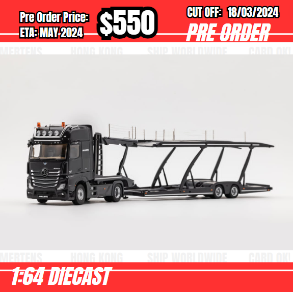 RS-$550 * GCD * 1:64 Mercedes Actros Double Deck Trailer Black [OD11/03]