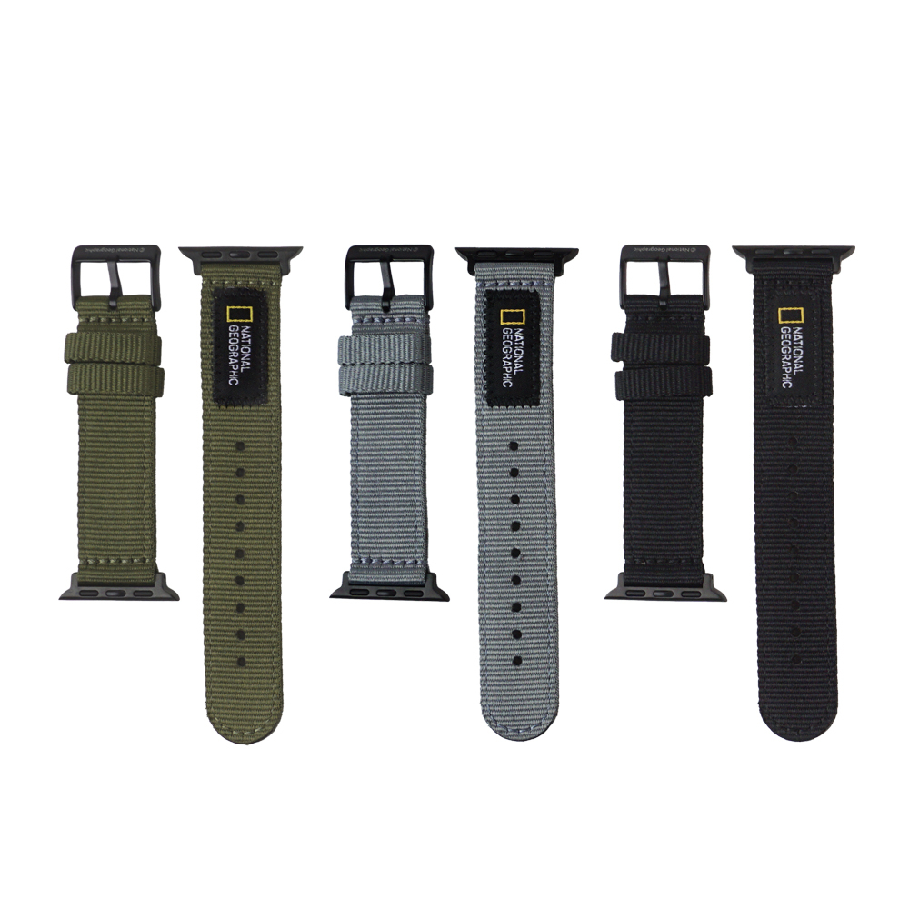 國家地理 | Apple Watch Nato 尼龍錶帶 | 黑色/灰色/軍綠色【National Geographic 台灣總代理】
