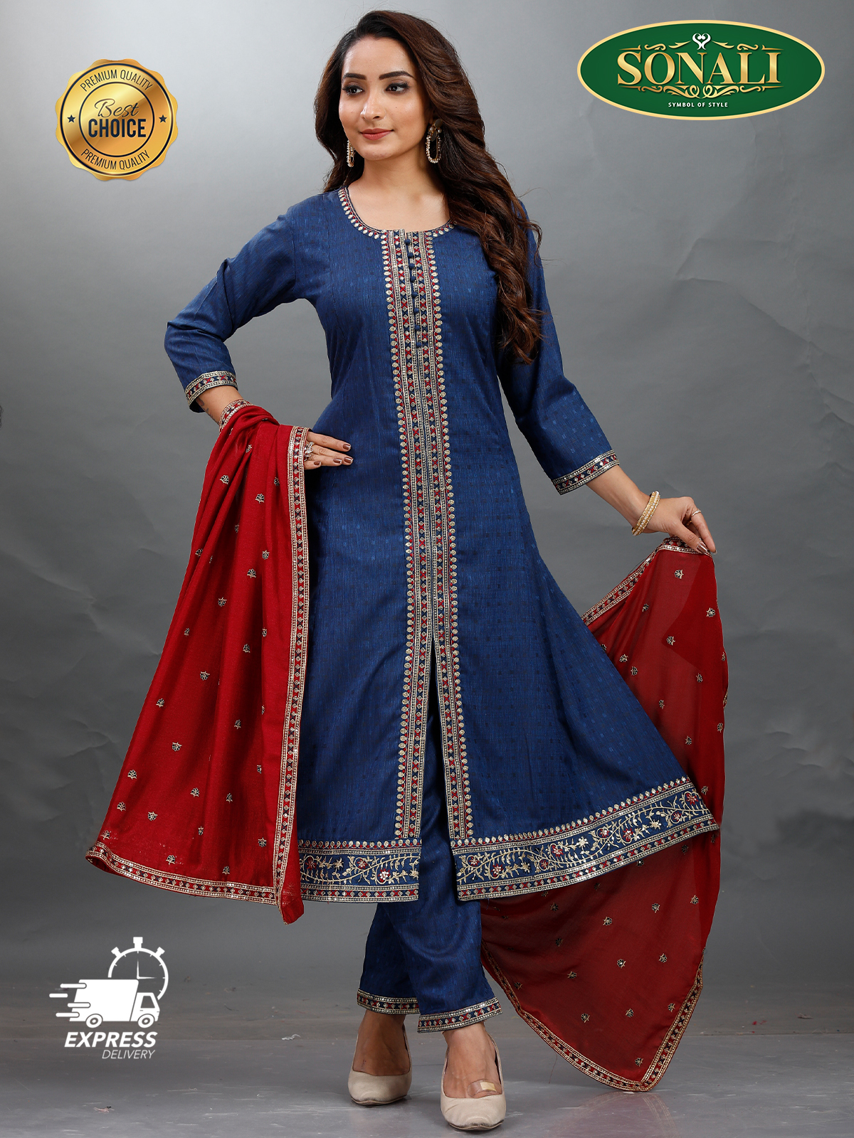 Sonali Premier Quality Women's Punjabi Suits / Women's Kurti Set Indian Tradition Women's Set - Q1893