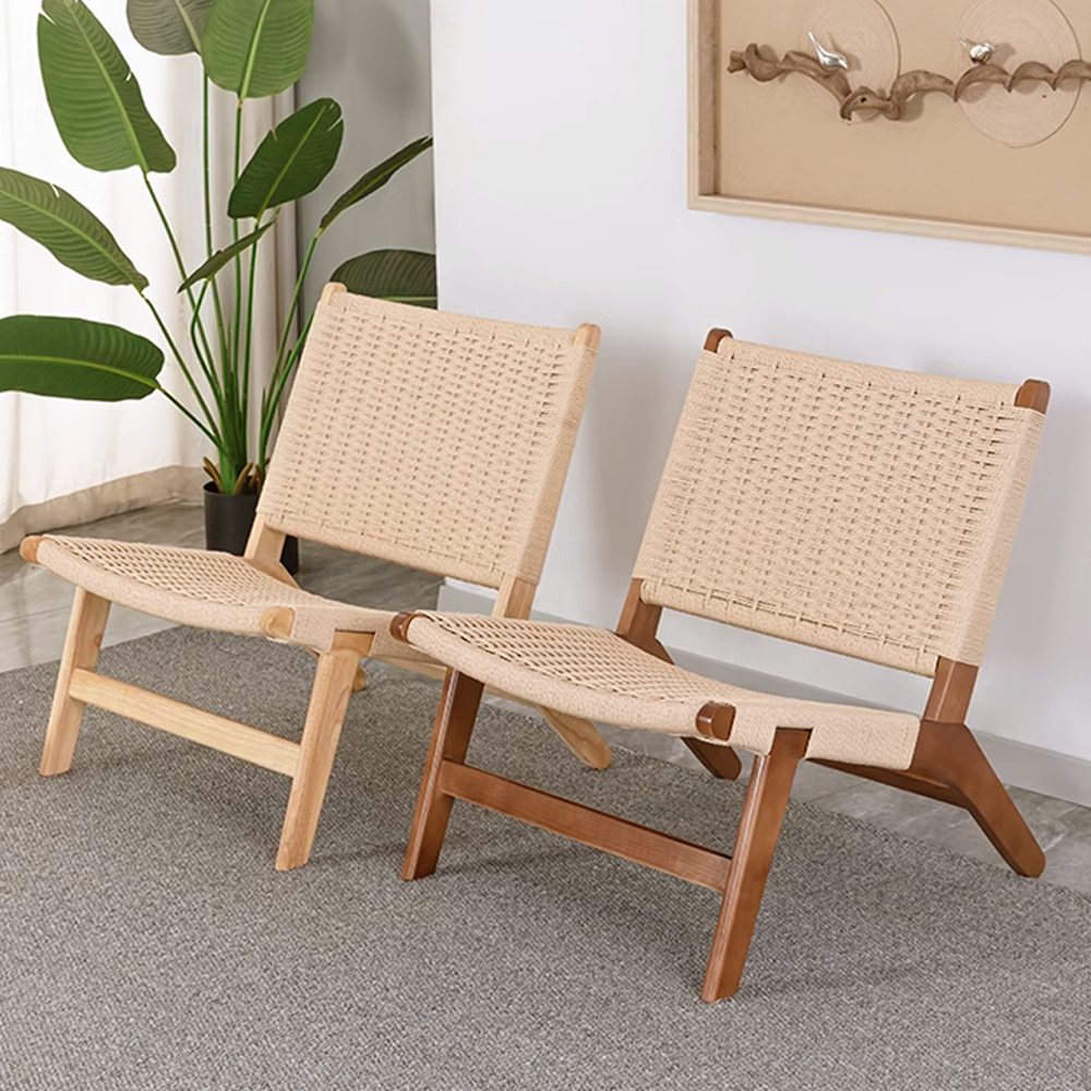 木質編織休息凳