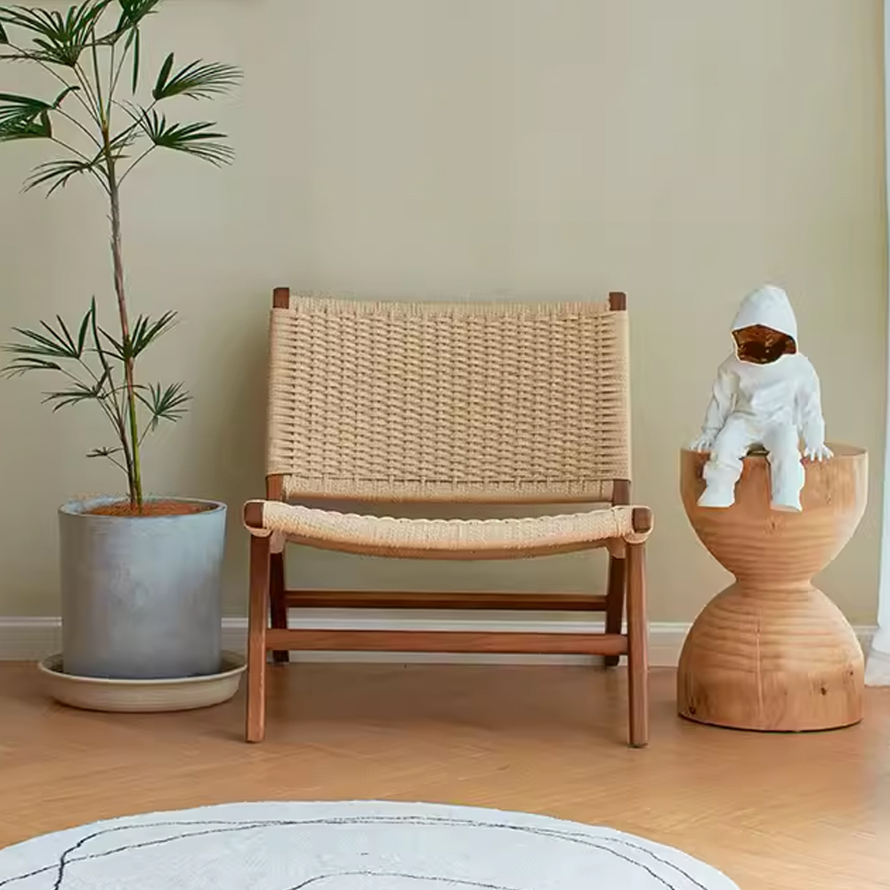 木質編織休息凳