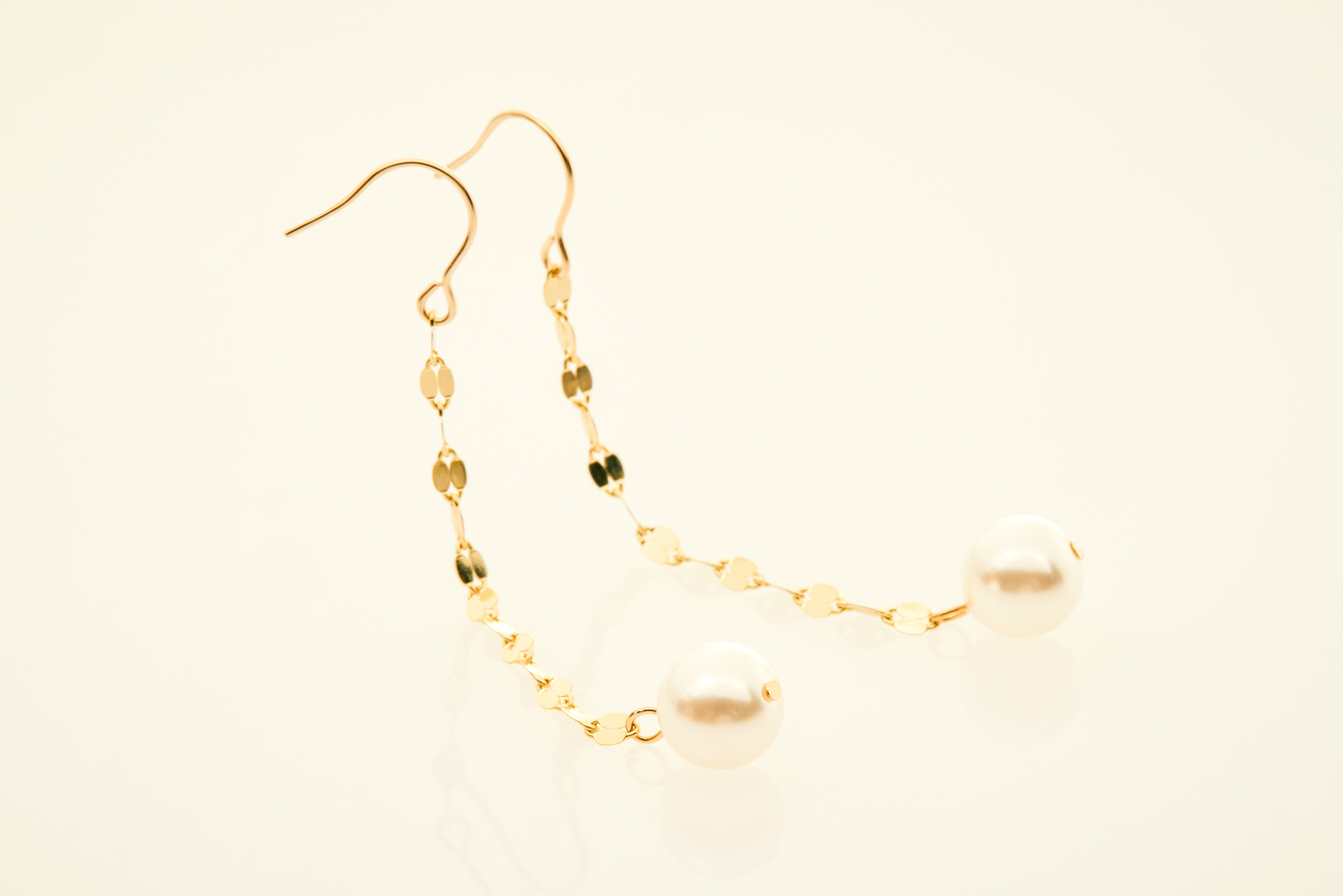 E1193 | 14KGF珍珠金片垂墜耳環