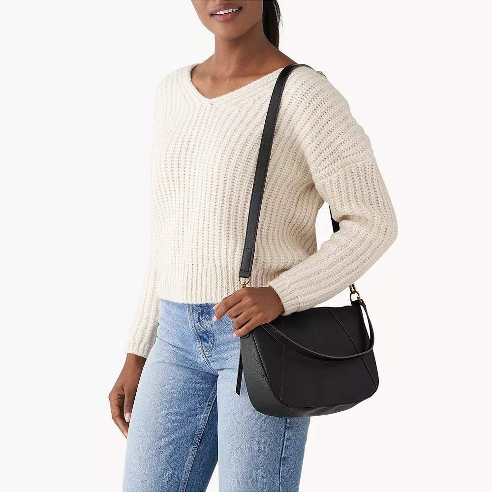 Skylar 真皮手提側背兩用包-黑色 SHB2656001