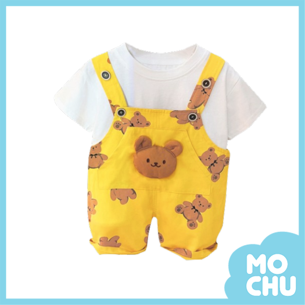 快樂熊背帶褲套裝(三色）